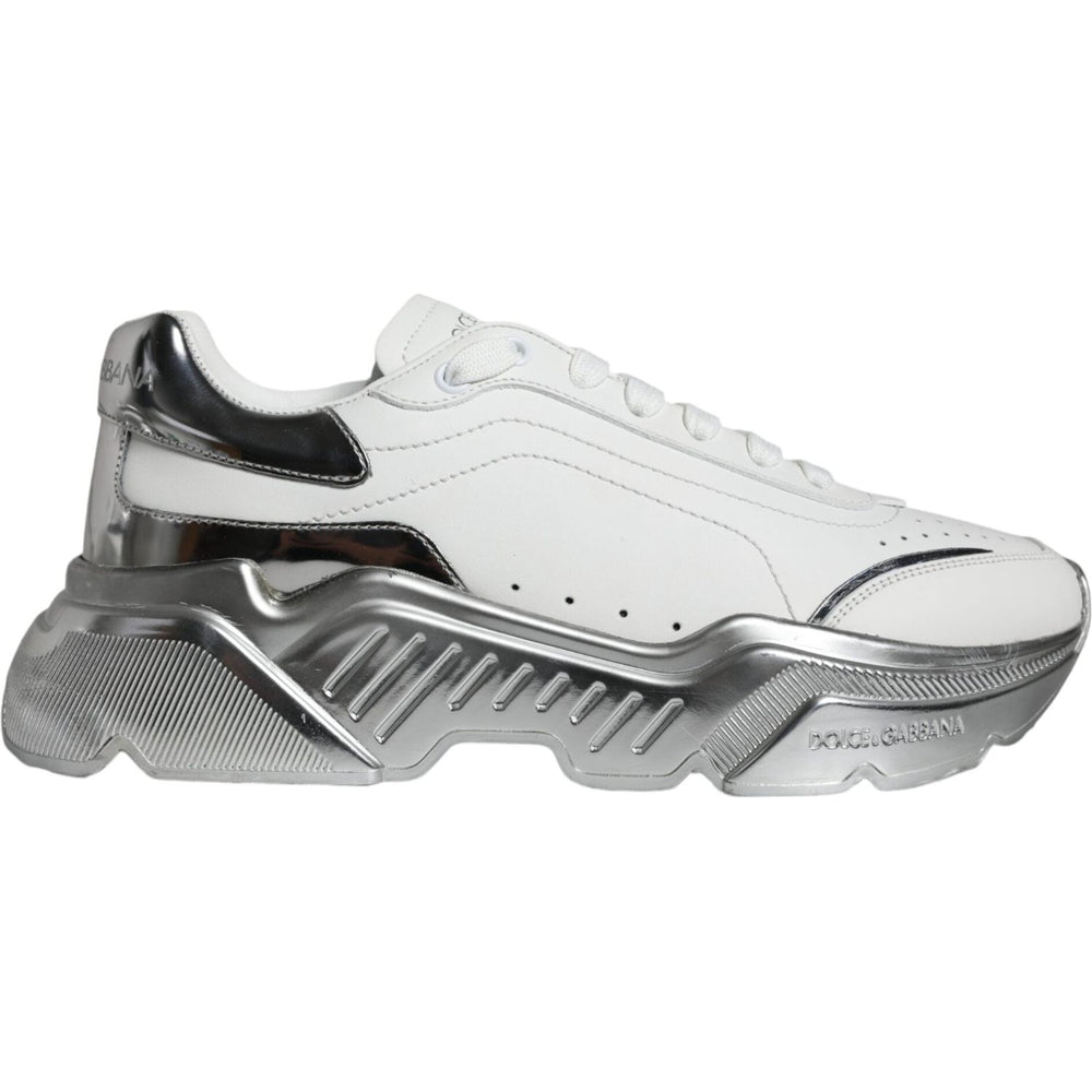 Dolce & Gabbana White Silver Daymaster Low Top Sneakers Shoes MV5095-40