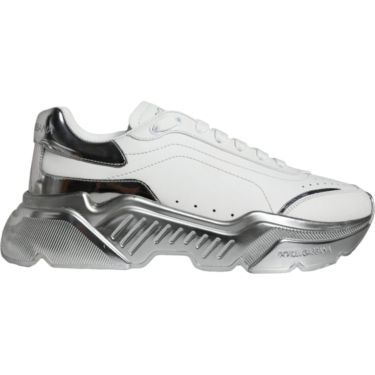 Dolce & Gabbana White Silver Daymaster Low Top Sneakers Shoes MV5095-40