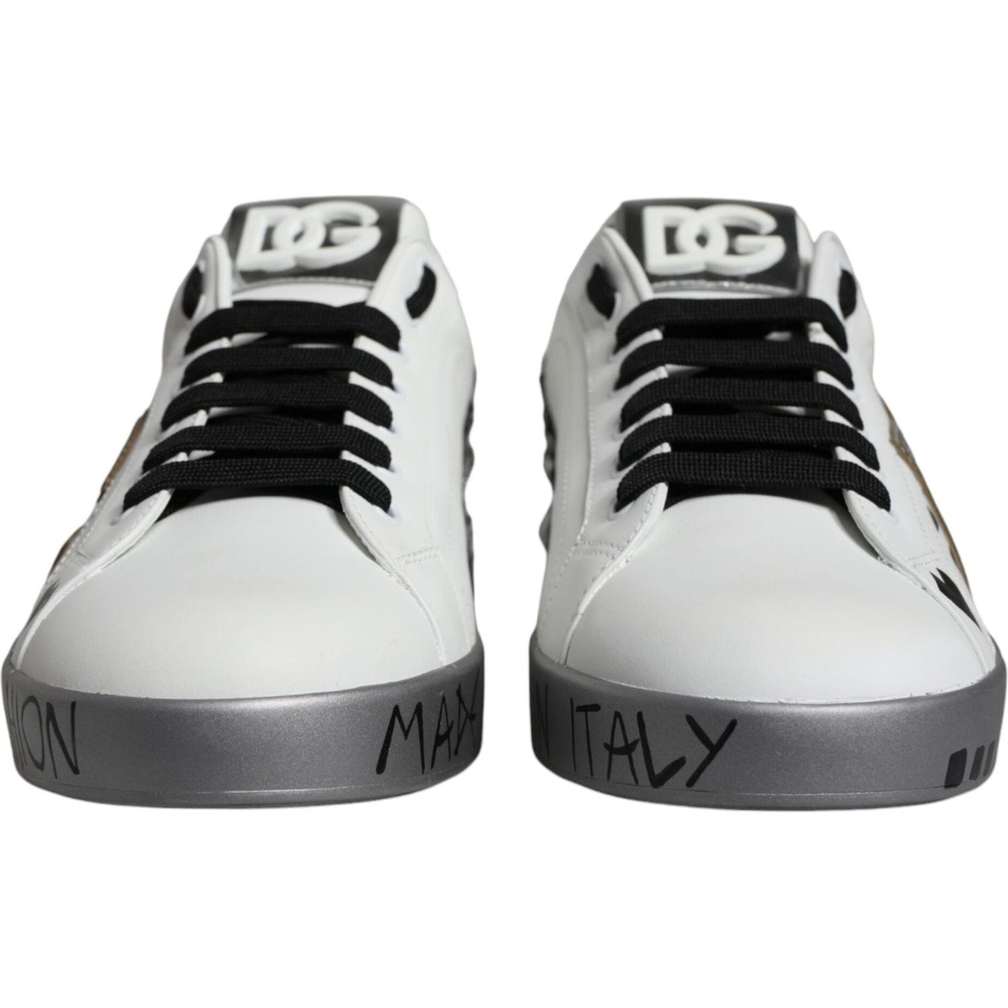 Dolce & Gabbana Dolce & Gabbana White Silver Crystal Logo Portofino Sneakers Shoes MV6153-43.5 1728,67345645728,Dolce & Gabbana,EU43.5/US10.5,Material: 100% Calf Leather,Men,Men - Shoes,New with tags,Shoes,Sneakers - Men - Shoes,White