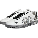 Dolce & Gabbana Dolce & Gabbana White Silver Crystal Logo Portofino Sneakers Shoes MV6153-43.5 1728,67345645728,Dolce & Gabbana,EU43.5/US10.5,Material: 100% Calf Leather,Men,Men - Shoes,New with tags,Shoes,Sneakers - Men - Shoes,White