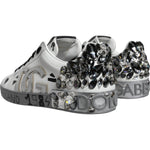 Dolce & Gabbana Dolce & Gabbana White Silver Crystal Logo Portofino Sneakers Shoes MV6153-43.5 1728,67345645728,Dolce & Gabbana,EU43.5/US10.5,Material: 100% Calf Leather,Men,Men - Shoes,New with tags,Shoes,Sneakers - Men - Shoes,White