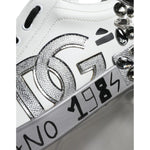 Dolce & Gabbana Dolce & Gabbana White Silver Crystal Logo Portofino Sneakers Shoes MV6153-43.5 1728,67345645728,Dolce & Gabbana,EU43.5/US10.5,Material: 100% Calf Leather,Men,Men - Shoes,New with tags,Shoes,Sneakers - Men - Shoes,White