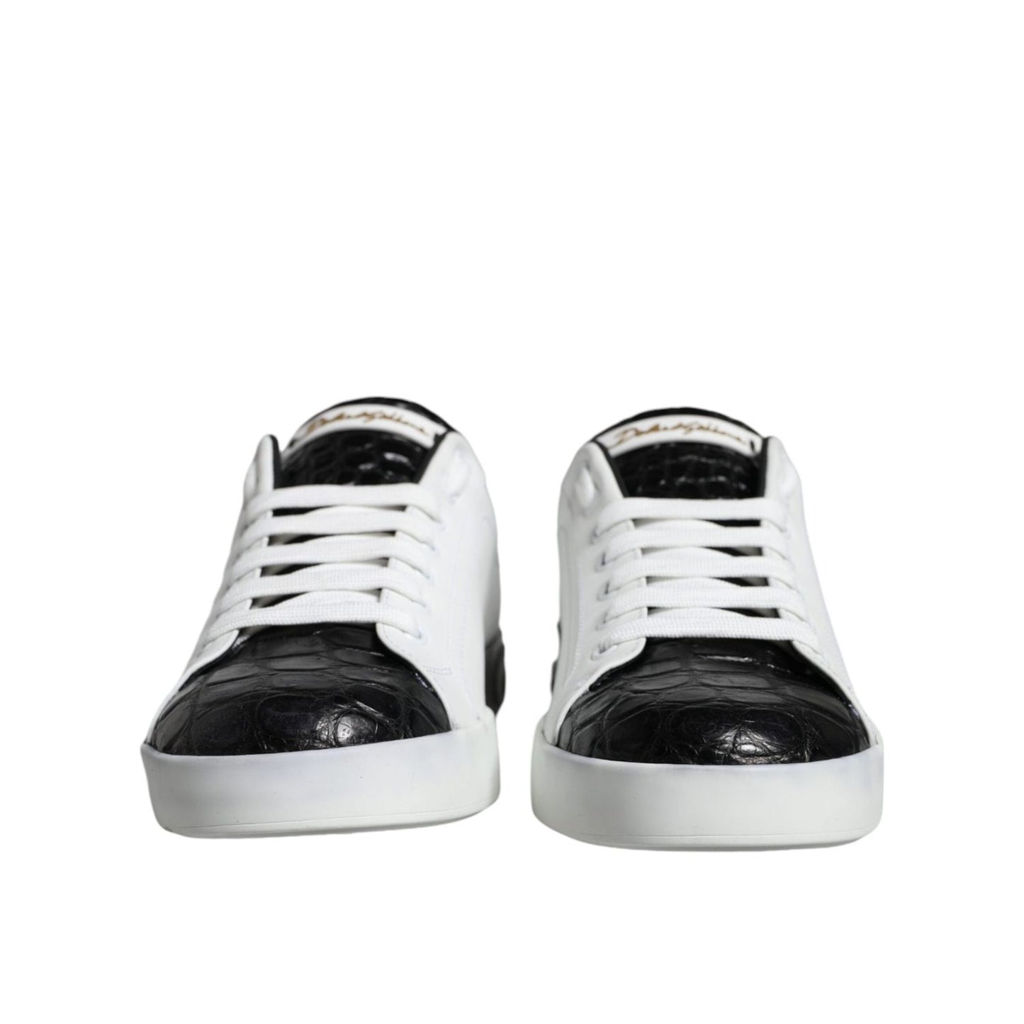 Dolce & Gabbana Black Leather Logo Portofino Sneaker Shoes MV6159-40