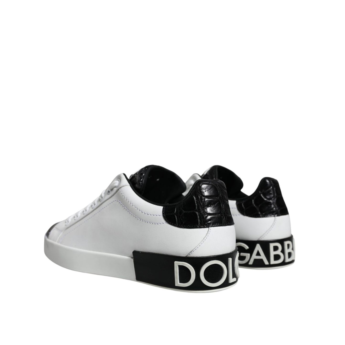 Dolce & Gabbana Black Leather Logo Portofino Sneaker Shoes MV6159-40