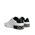 Dolce & Gabbana Black Leather Logo Portofino Sneaker Shoes MV6159-40