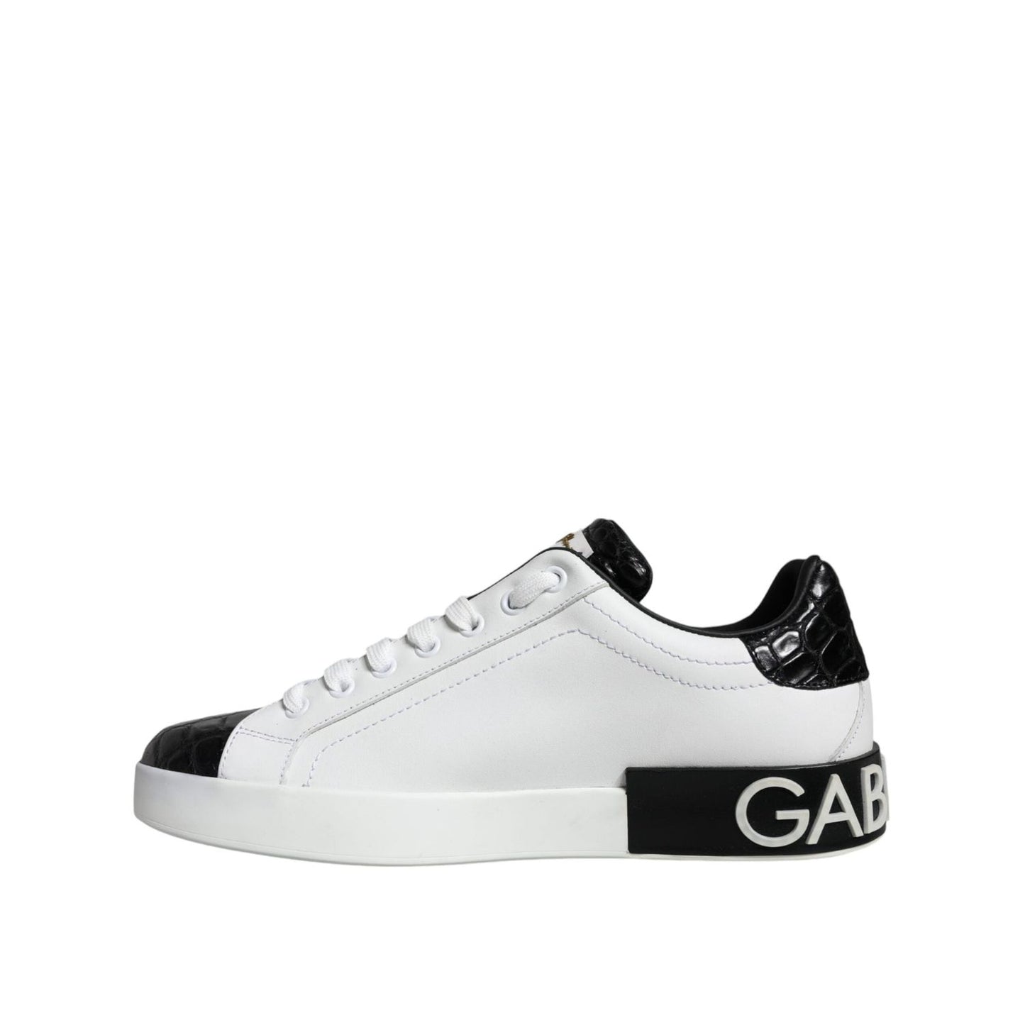 Dolce & Gabbana Black Leather Logo Portofino Sneaker Shoes MV6159-40