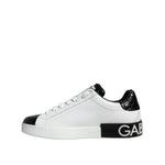 Dolce & Gabbana Black Leather Logo Portofino Sneaker Shoes MV6159-40