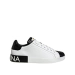 Dolce & Gabbana Black Leather Logo Portofino Sneaker Shoes MV6159-40