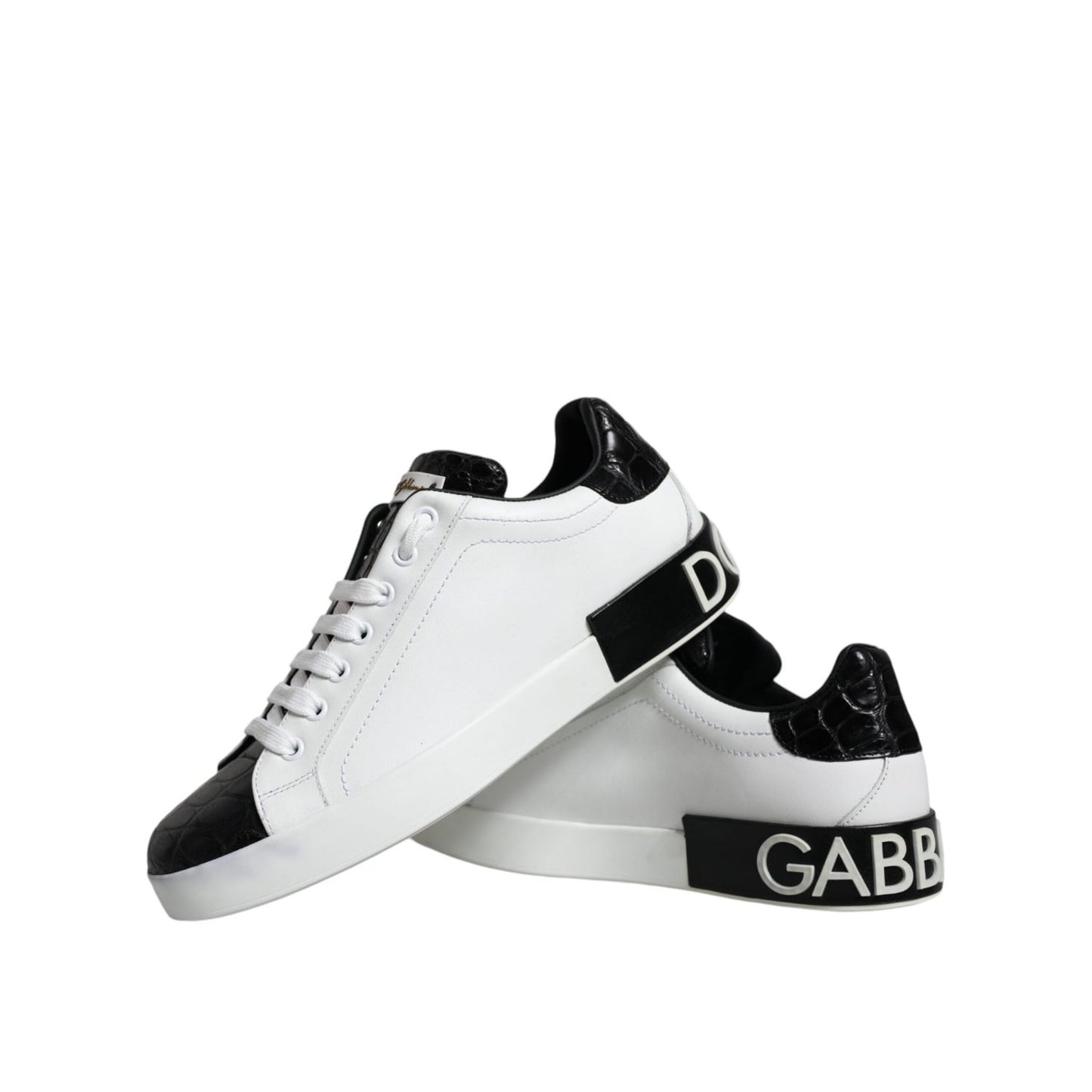 Dolce & Gabbana Black Leather Logo Portofino Sneaker Shoes MV6159-40