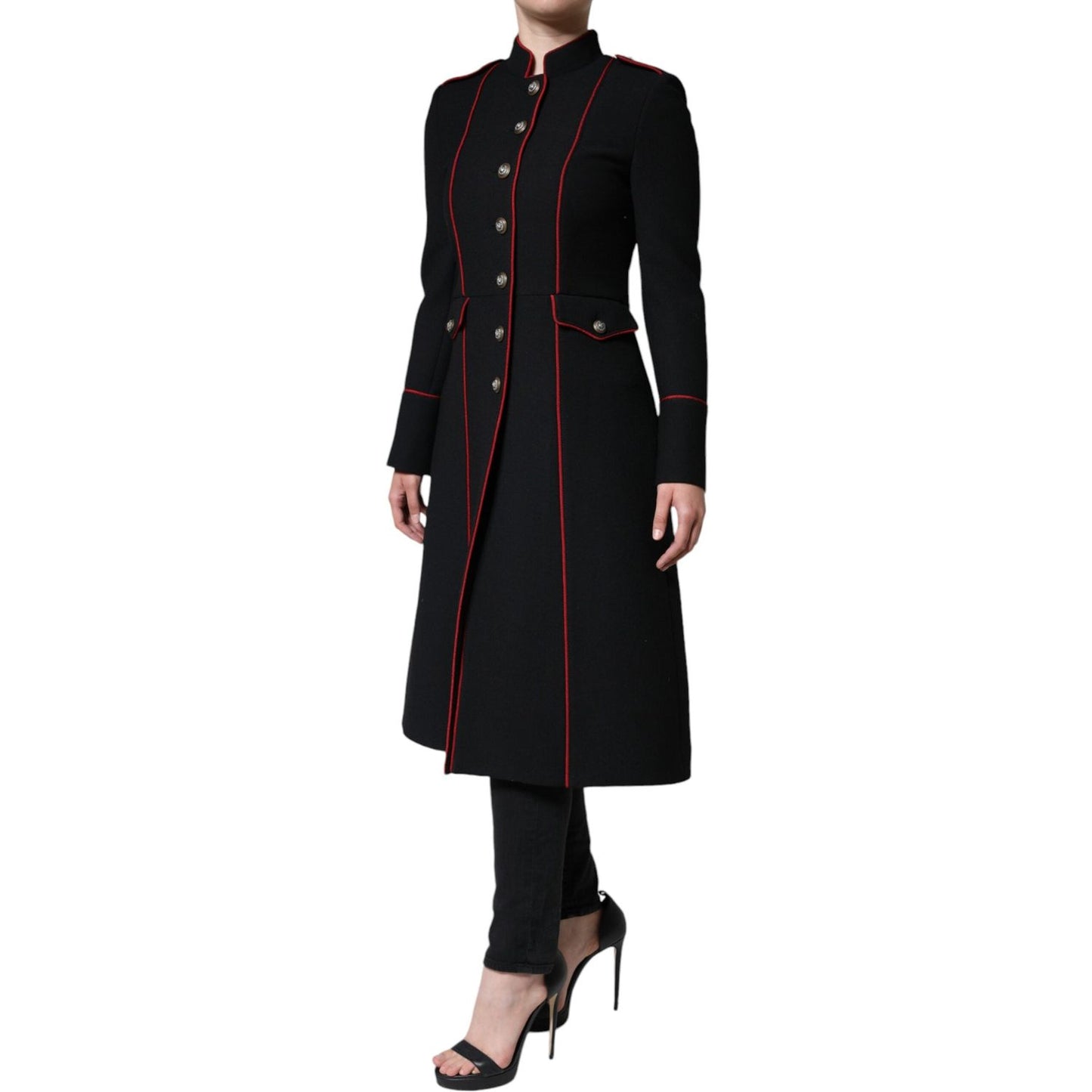 Dolce & Gabbana Black Single Breasted Trench Coat Jacket JKT4092-38