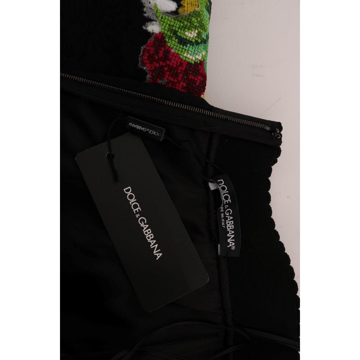 Dolce & Gabbana Black Embellished Daisy Brocade Skirt SKI1065-6