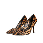 Dolce & Gabbana Brown Leopard Calf Hair Heels Pumps Shoes