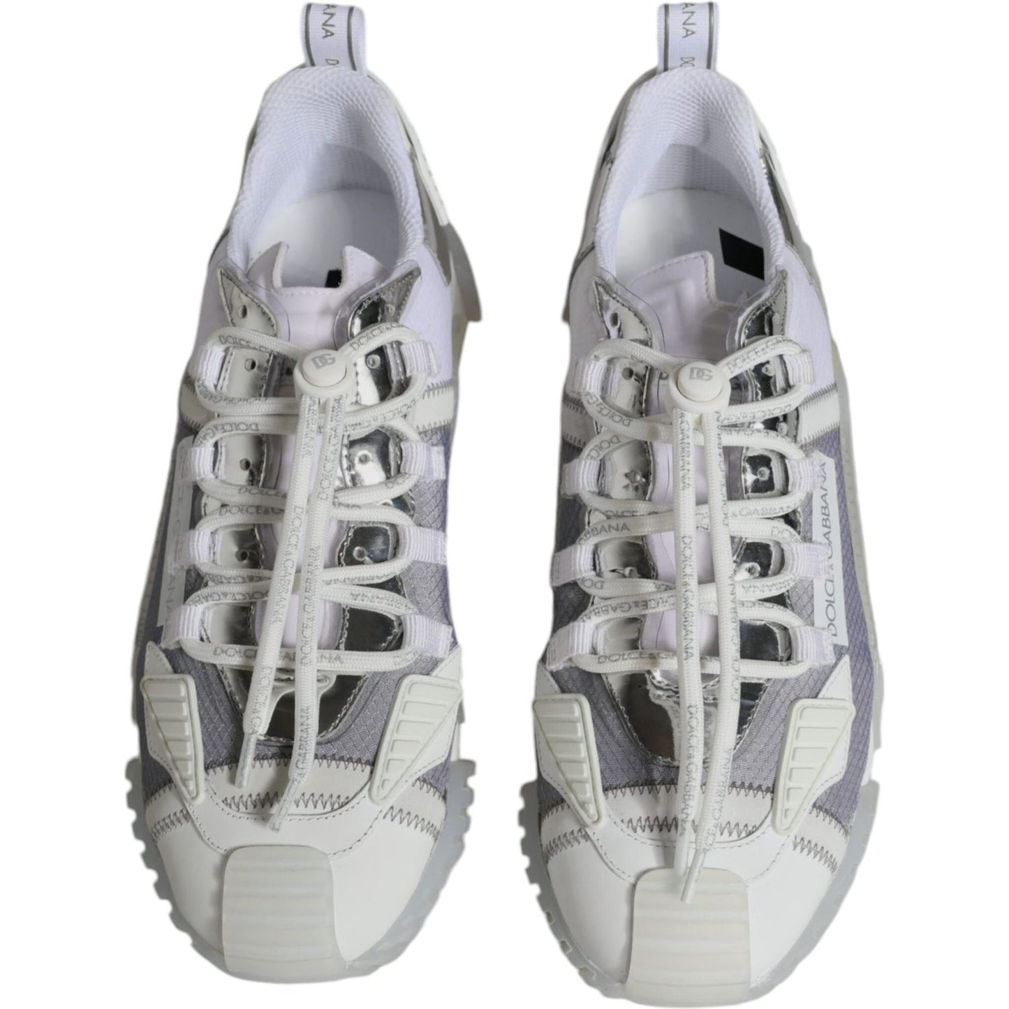 Dolce & Gabbana White Silver Low Top NS1 Sneakers Shoes MV6238-43