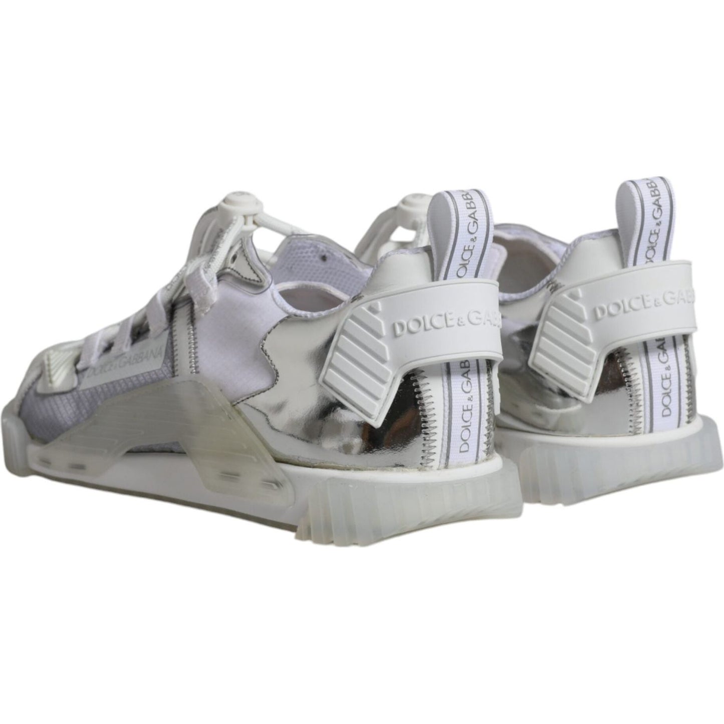 Dolce & Gabbana White Silver Low Top NS1 Sneakers Shoes MV6238-43