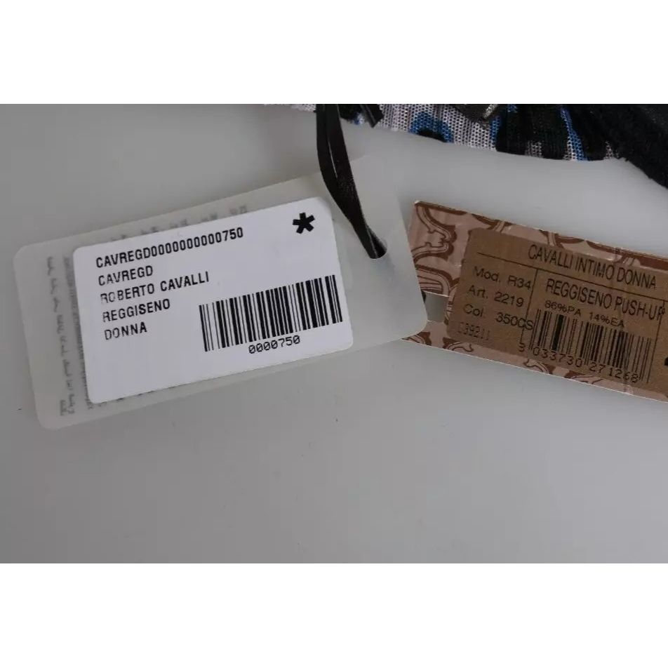 Roberto Cavalli White Leopard Push Up Reggiseno Bra Underwear