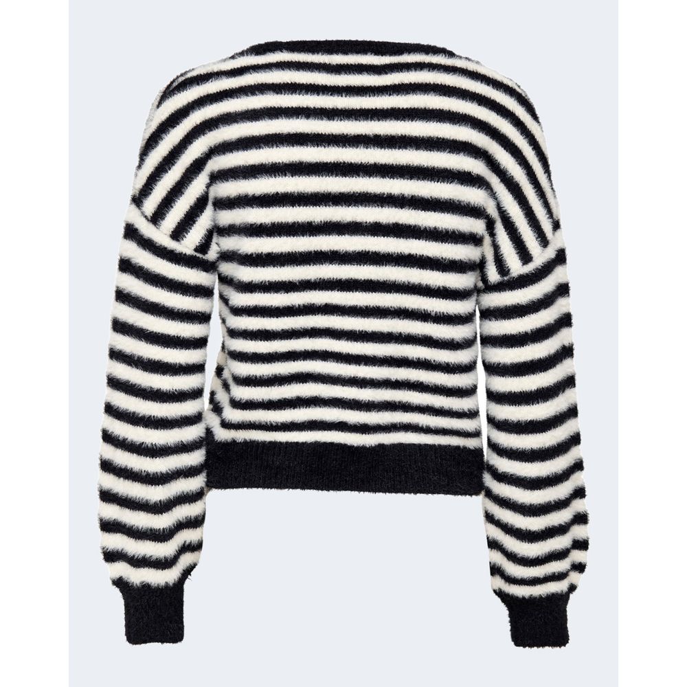 Only Black And White Marabou Sweatshirt with striped pattern, perfect for casual wear, made from a nylon and acrylic blend for comfort.