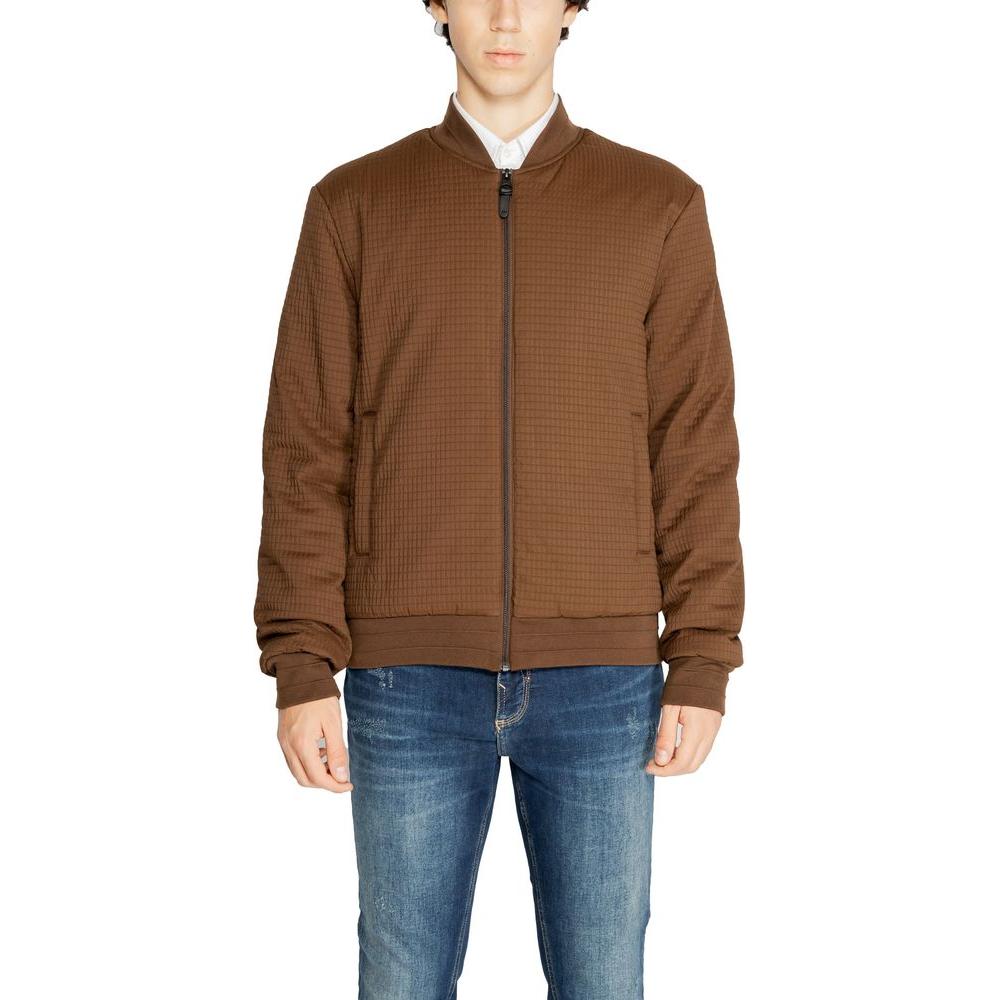 Antony Morato brown polyester jacket for men, fall/winter collection, modeled front view.