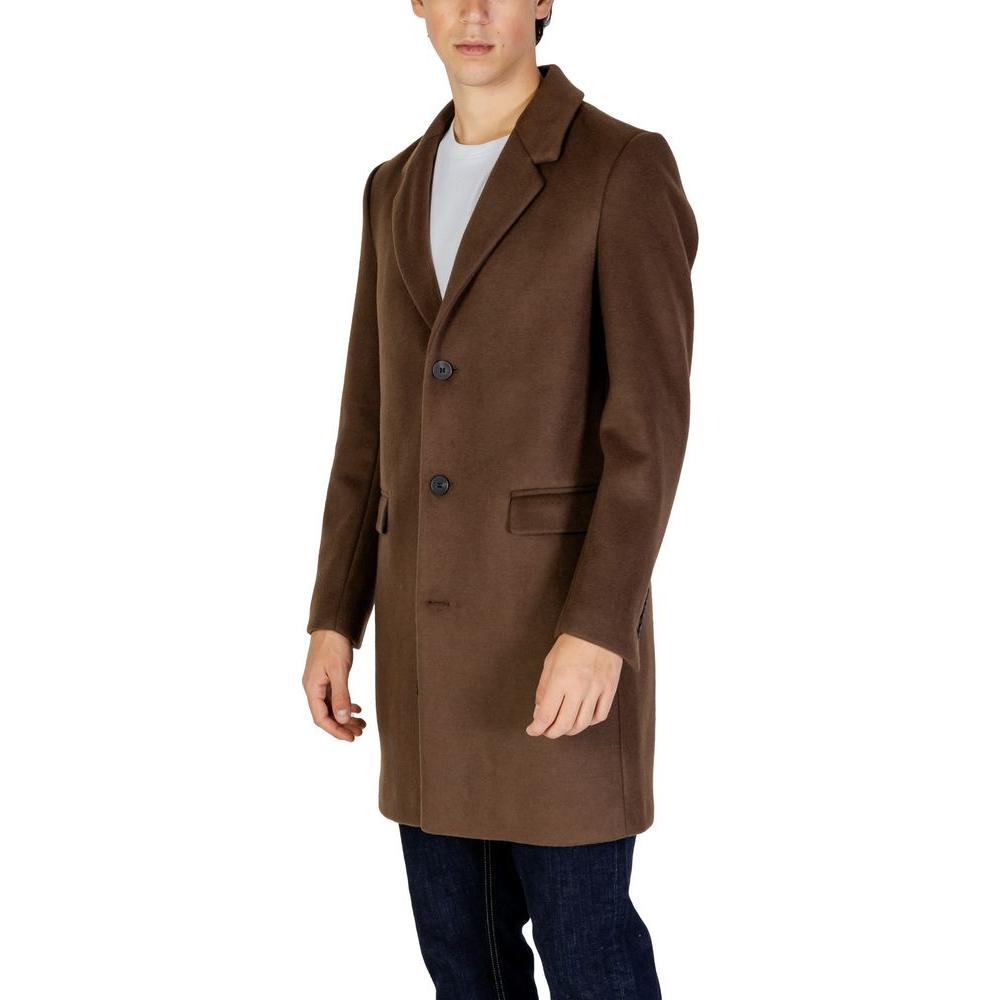 Antony Morato men's brown polyester jacket for fall/winter collection, 86% polyester and 14% viscose.
