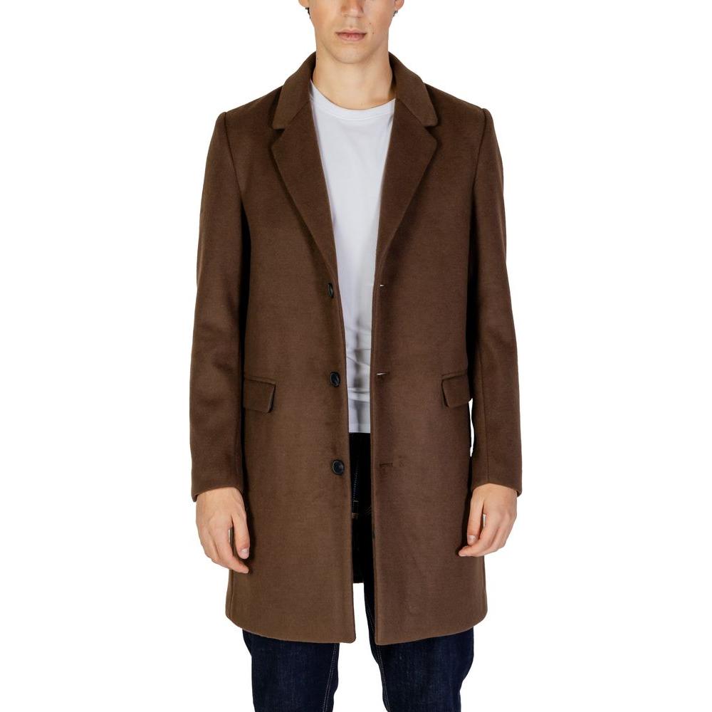 Antony Morato men's brown polyester jacket, fall/winter collection, 86% polyester and 14% viscose, stylish and modern design.