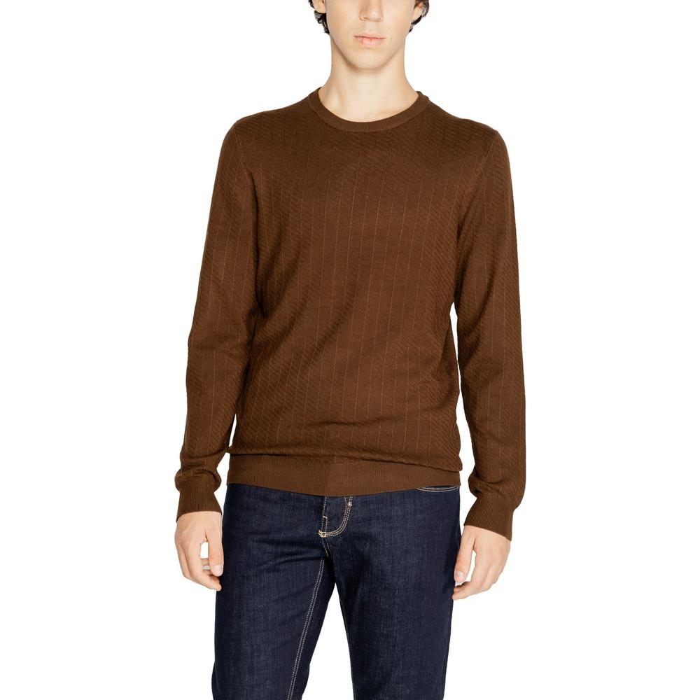 Antony Morato men's brown viscose sweater from the Fall/Winter collection, showcasing knitwear design with 80% viscose composition.