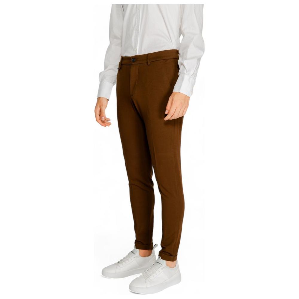 Antony Morato brown viscose pants for men from Fall/Winter collection, featuring 75% viscose blend fabric.
