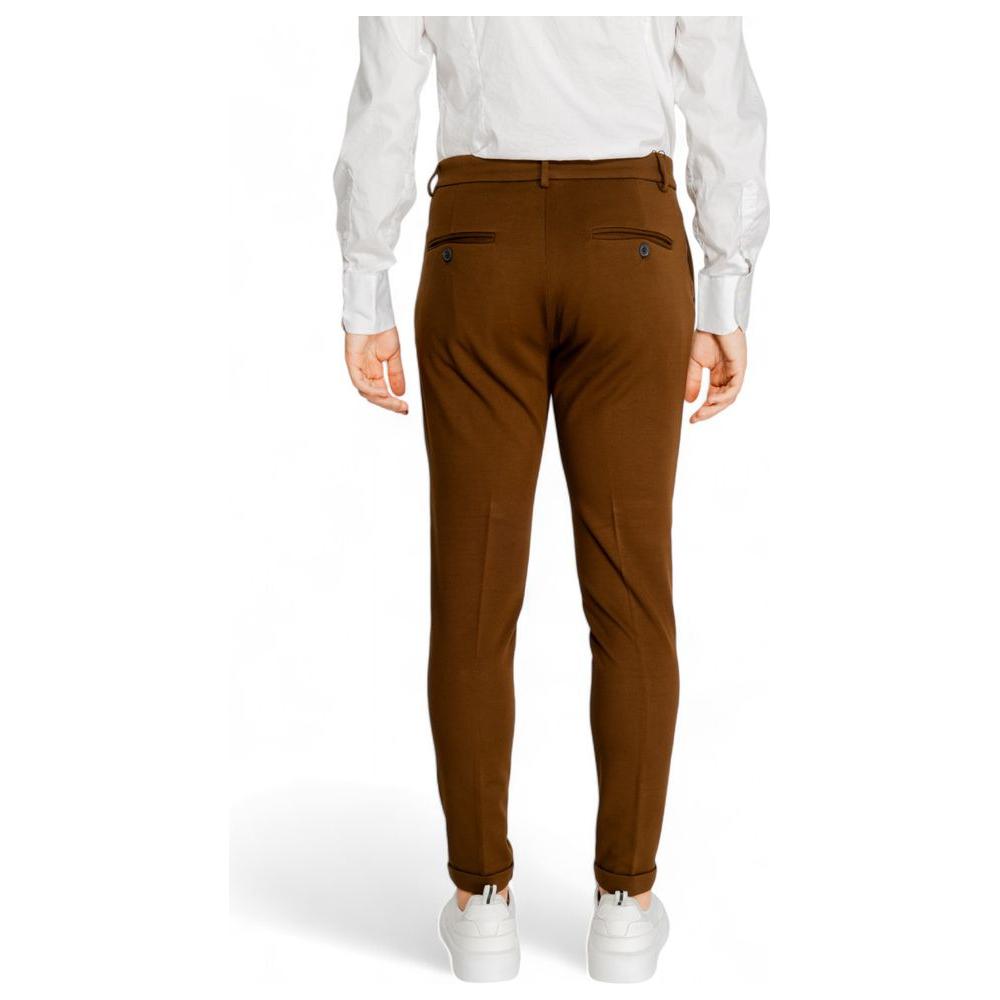 Back view of Antony Morato brown viscose men's pants, part of the Fall/Winter collection, made from 75% viscose, tailored for style.