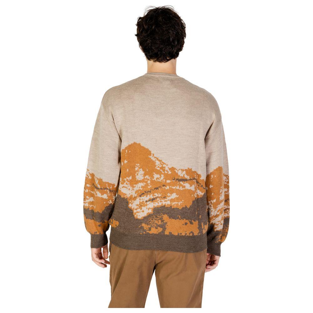Back view of Gianni Lupo Brown Acrylic Sweater from the men's fall/winter collection with 70% acrylic and 30% wool composition.