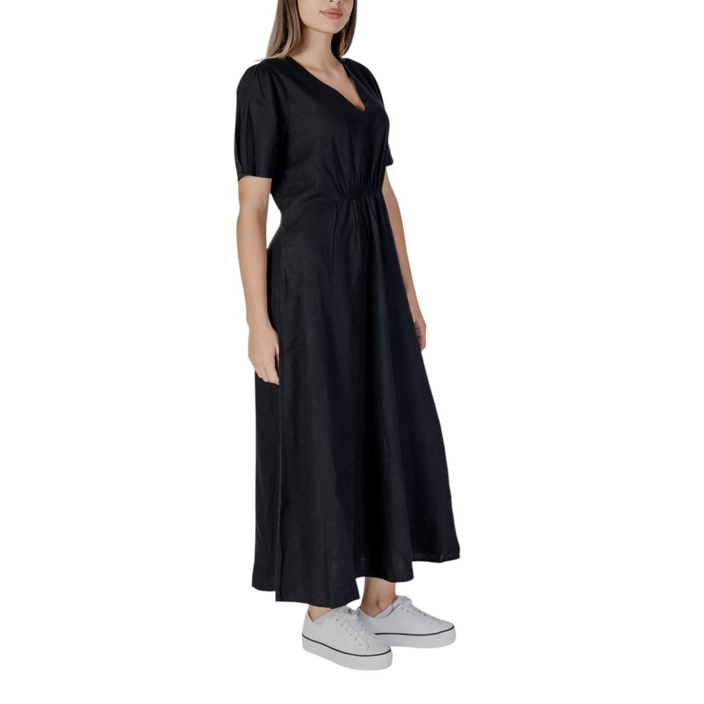 B.Young Black Linen Long Dress