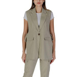 B.Young Green Polyester Waistcoat BY-14925102482-IT36|XXS