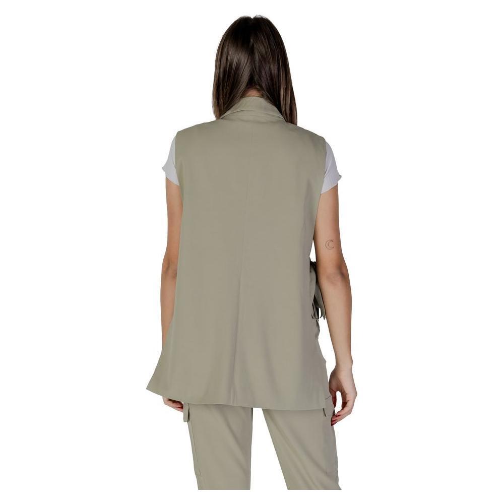 B.Young Green Polyester Waistcoat BY-14925102482-IT36|XXS