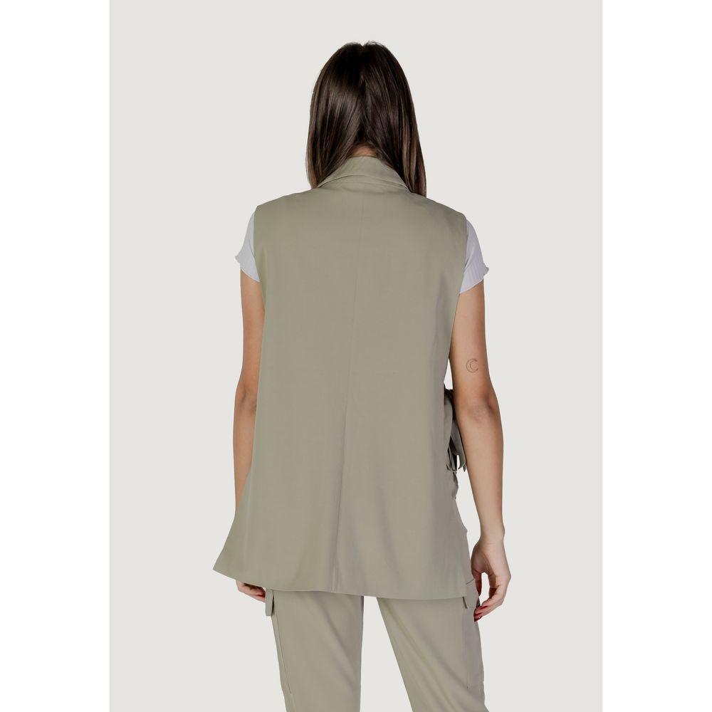 B.Young Green Polyester Waistcoat BY-14925102482-IT36|XXS