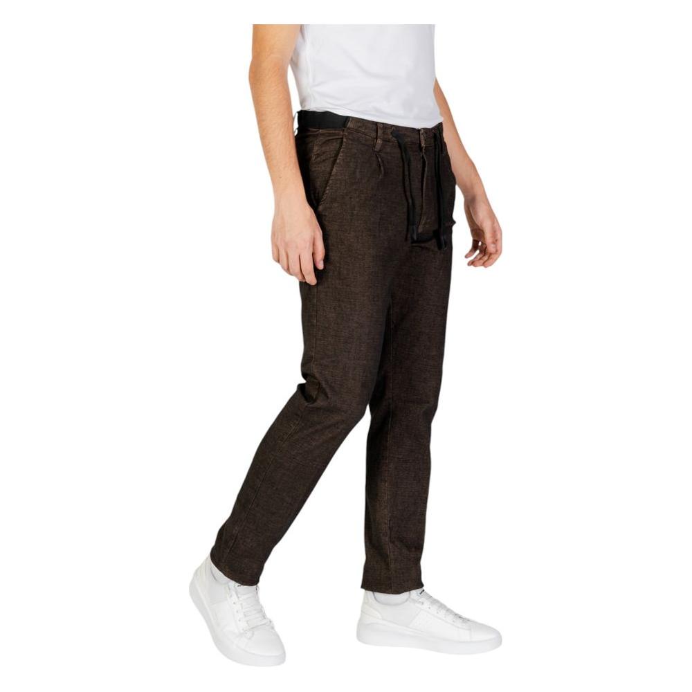 Hamaki-Ho gray cotton pants for men, fall/winter collection, made from cotton, viscose, elastane, and polyester blend.