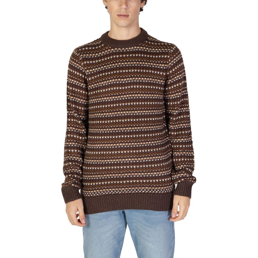 Men's Only & Sons brown cotton sweater, fall/winter knitwear, 60% cotton, 40% acrylic, stylish and warm