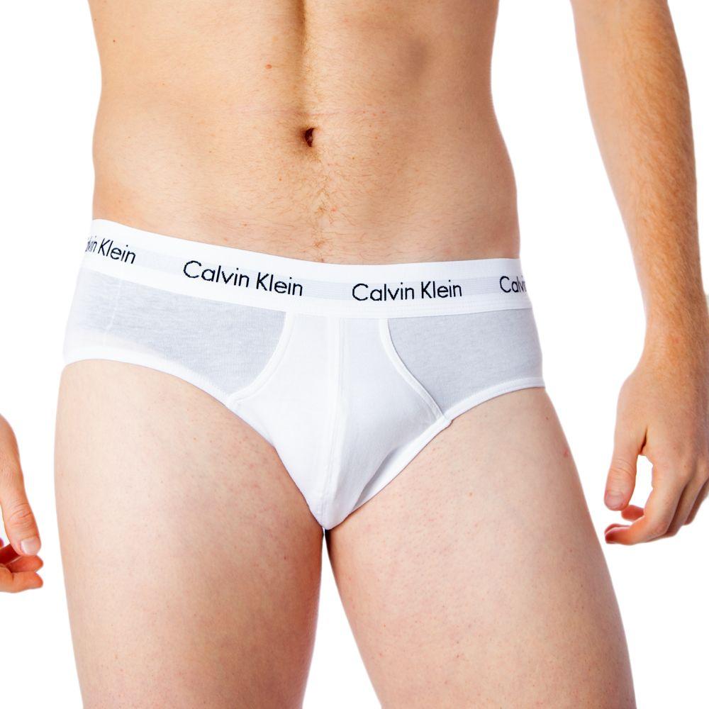 White Calvin Klein men's briefs with logo waistband, providing comfort and style, perfect for everyday wear.