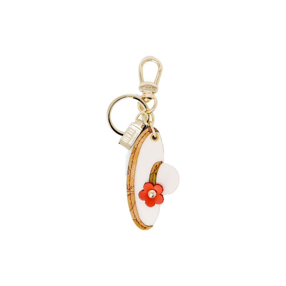 Alviero Martini Prima Classe beige polyester women's keychain with floral detail from Spring/Summer collection.