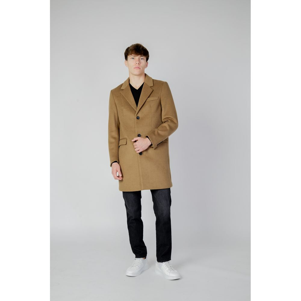 Antony Morato beige polyester jacket for men, fall/winter collection, featuring a stylish and warm design. 86% polyester, 14% viscose.