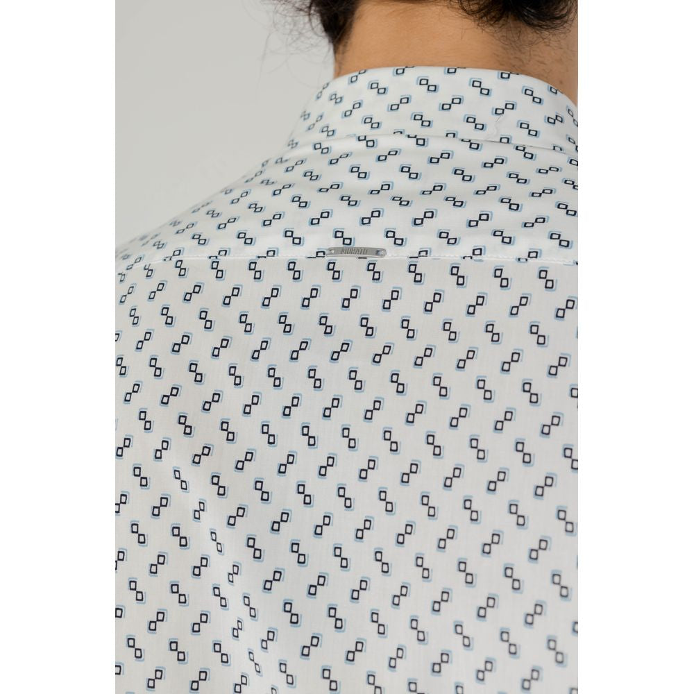Back view of Antony Morato White Viscose Shirt with geometric pattern, men's long sleeve, perfect for spring/summer collection