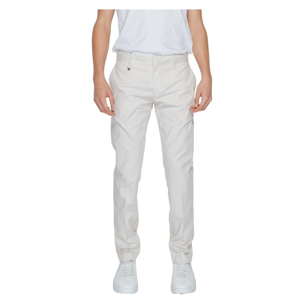 Antony Morato beige cotton jeans, men's spring/summer suit trousers, classic straight fit, elegant design, breathable fabric