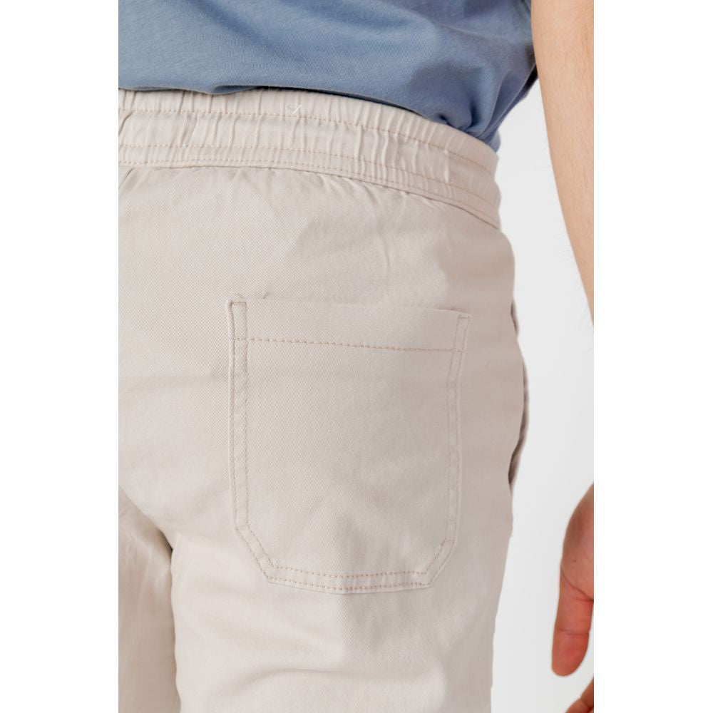 Back view of Only & Sons beige cotton jeans, men's spring/summer trousers with elastic waist, 98% cotton, 2% elastane.