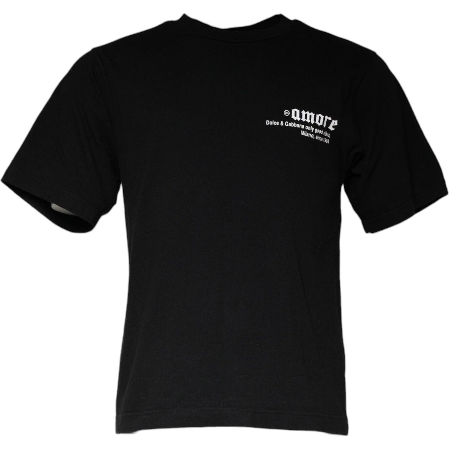 Dolce & Gabbana Black Amore Print Cotton Crew Neck T-shirt TSH87128-46