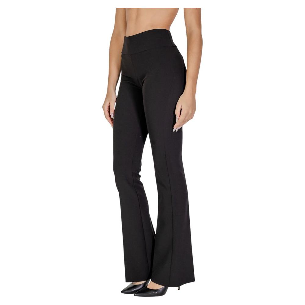 Sandro Ferrone black polyester women's pants, fall/winter collection, with elastane for comfort and fit.