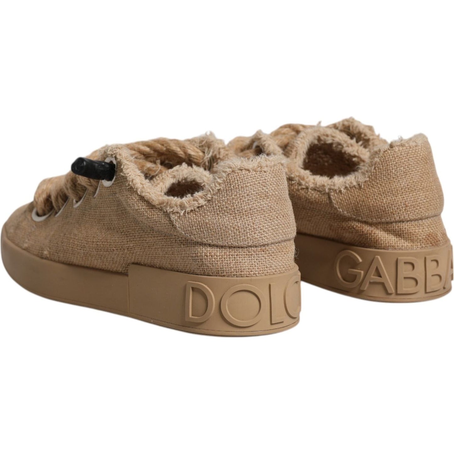 Dolce & Gabbana Brown Jute Fabric Low Top Men Sneakers Shoes MV6384-39