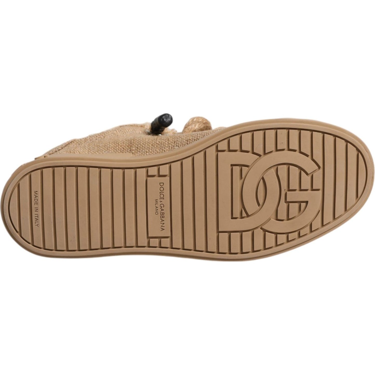 Dolce & Gabbana Brown Jute Fabric Low Top Men Sneakers Shoes MV6384-39