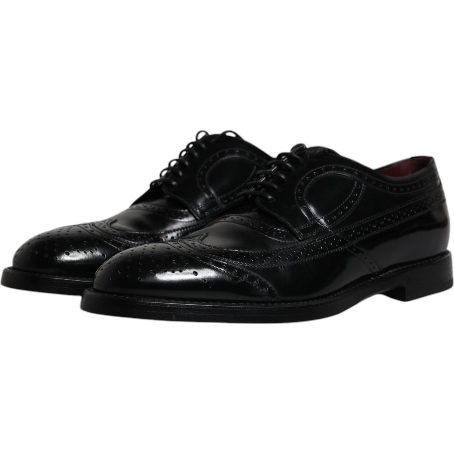 Dolce & Gabbana Black Leather Derby Wingtip Formal Shoes MV6503-43