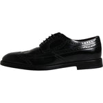 Dolce & Gabbana Black Leather Derby Wingtip Formal Shoes MV6503-43