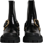 Dolce & Gabbana Black Leather Slip On Stretch Trekking Boots Shoes MV6591-37.5