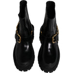 Dolce & Gabbana Black Leather Slip On Stretch Trekking Boots Shoes MV6591-37.5
