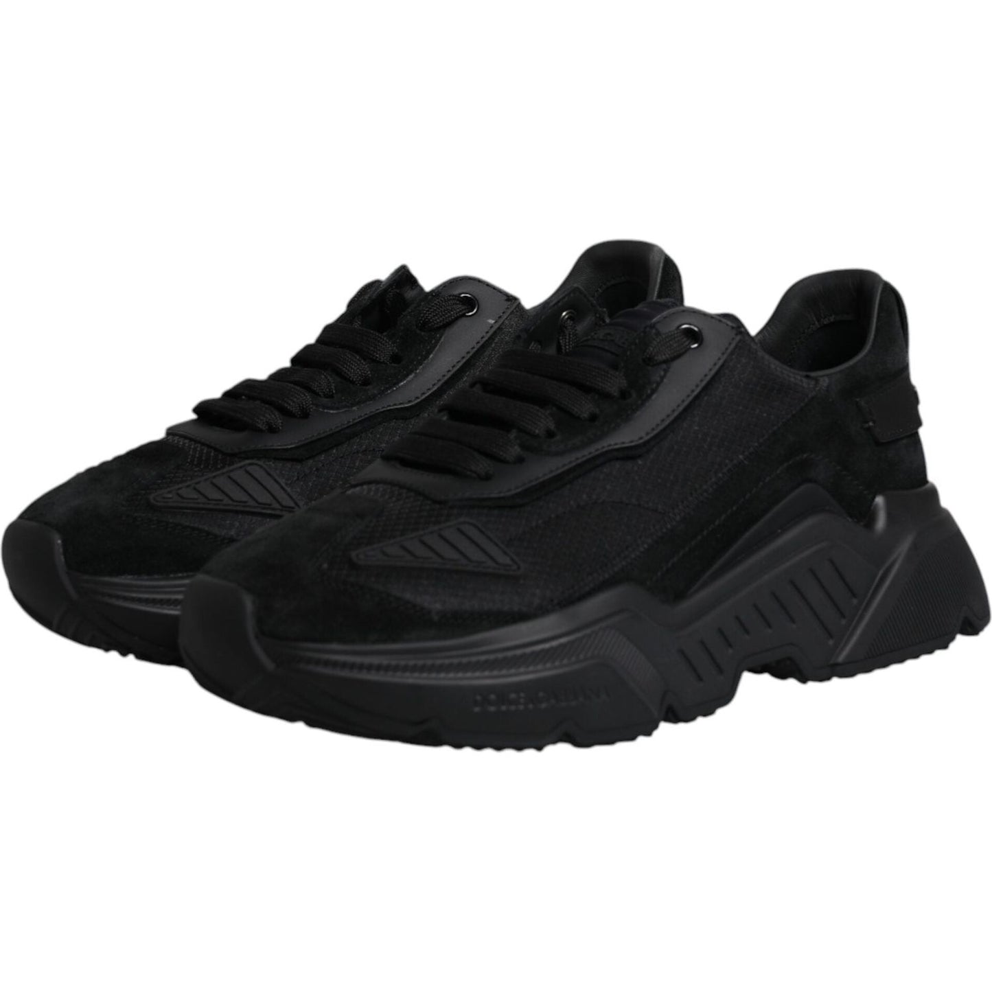 Dolce & Gabbana Black Leather Daymaster Low Top Sneakers Shoes MV6618-41