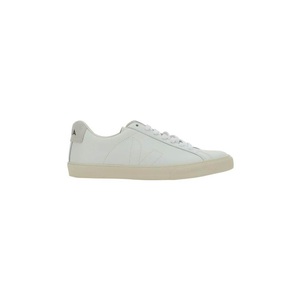 Veja Esplar Sneakers in calfskin with round toe, iconic tone-on-tone logo, and contrasting heel patch. Front lace-up closure.
