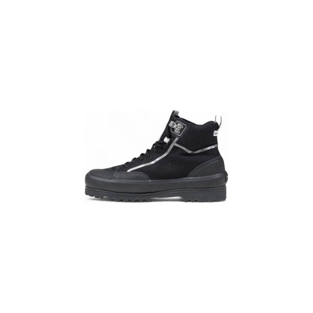 Superga women's black fabric sneaker from autumn/winter collection, 100% textile composition, side view on white background.